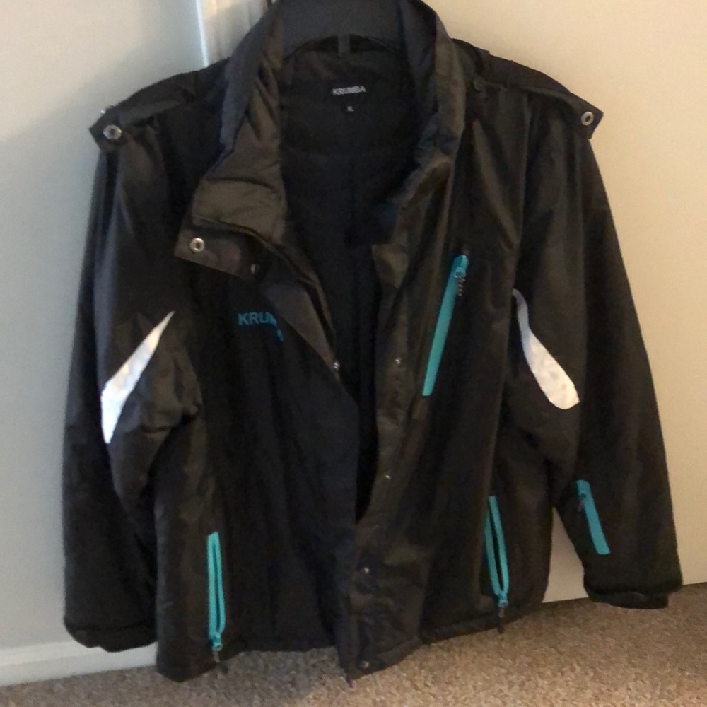 Krumba black and teal ski coat